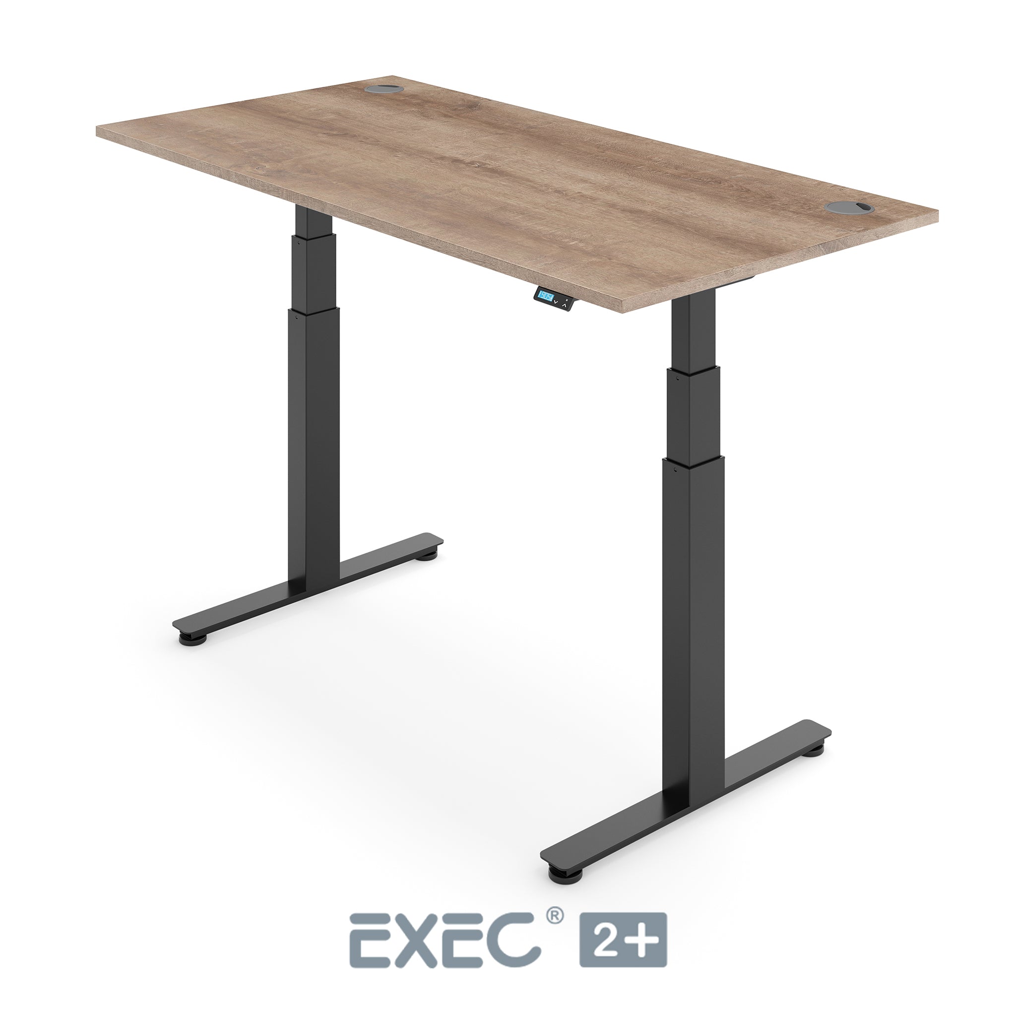 nebraska oak height adjustable desk with black frame