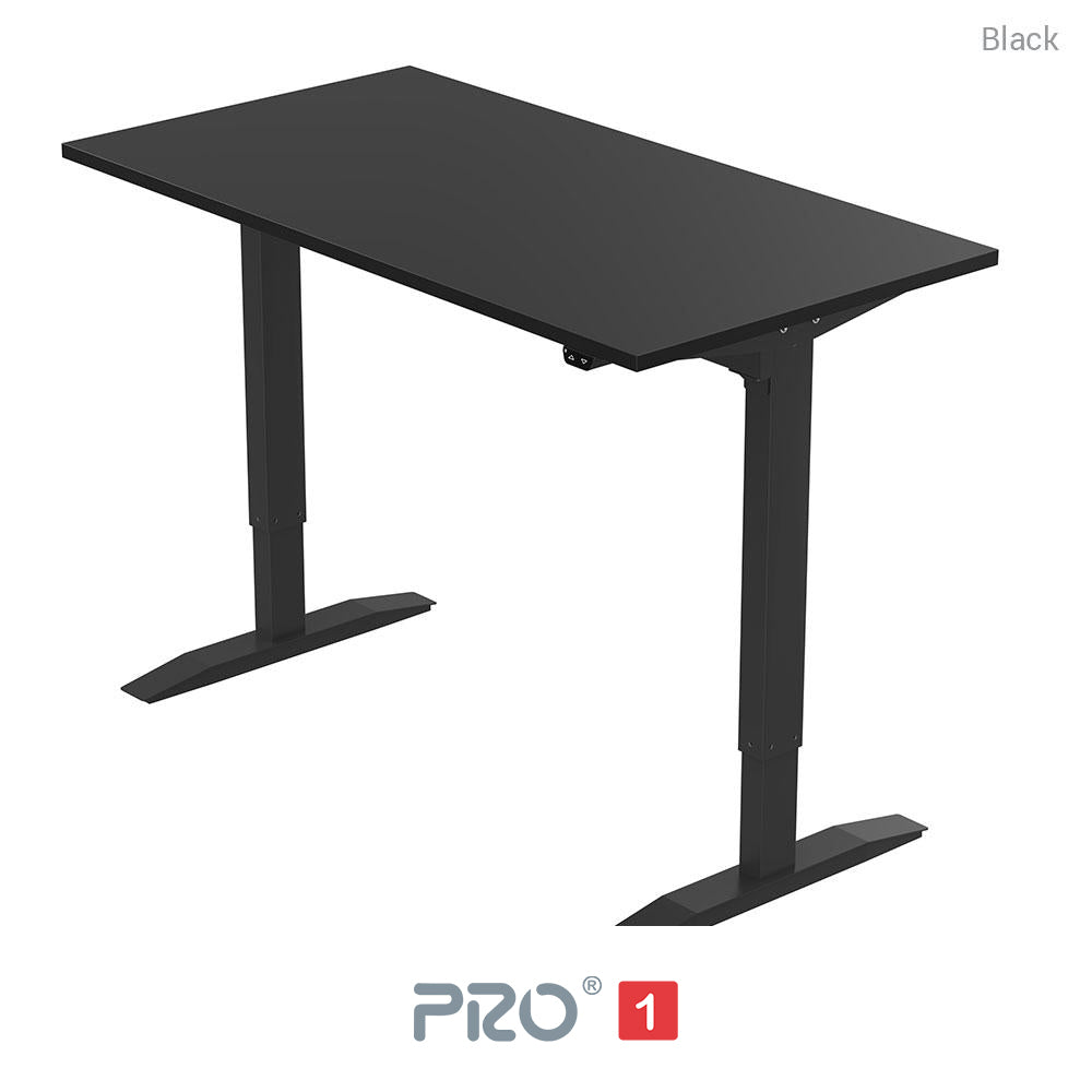 black height adjustable desk with black frame