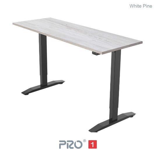 Yo-Yo DESK PRO 1 White_Pine_Black single motor electric standing desk